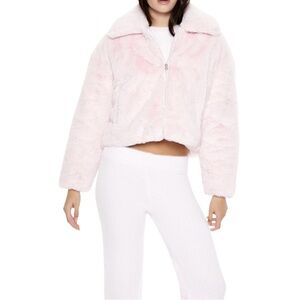NWT! 1X Women's Pink Faux Fur Jacket